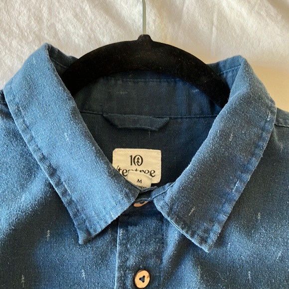 tentree Blue button up with tree pattern - Picture 2 of 6
